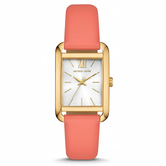 Michael Kors Petite Monroe Gold-Tone & Grapefruit Leather Ladies Watch – MKO1060