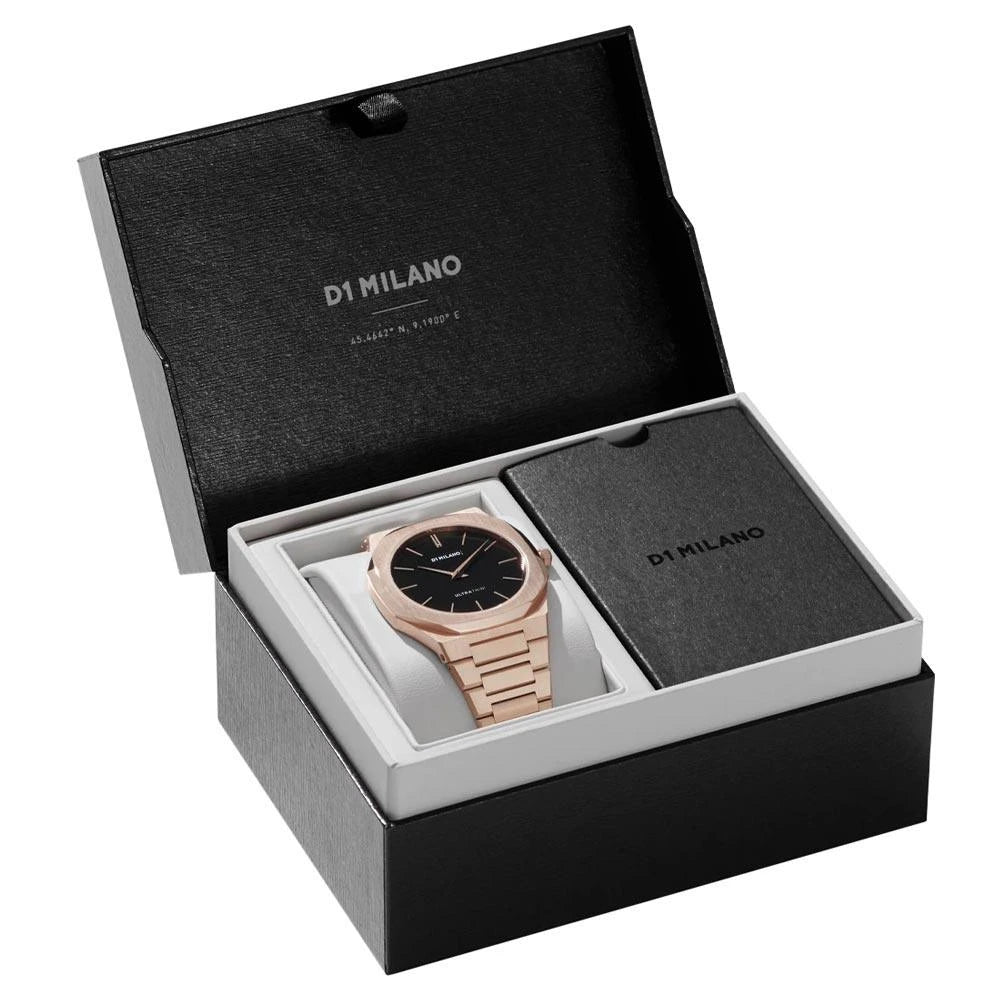 D1 Milano Ultra Thin Black Dial Rose Gold Watch – D1-UTBJ16