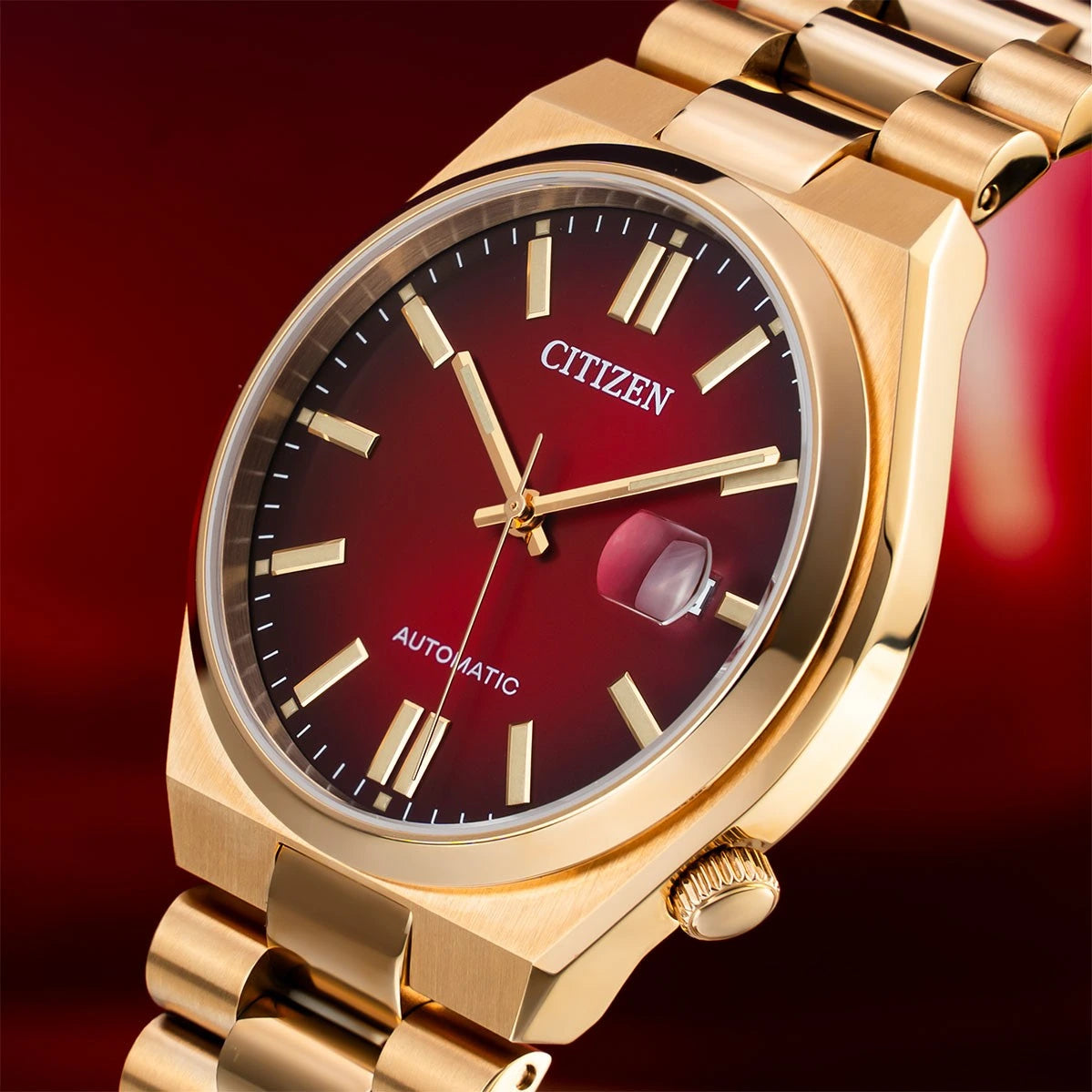 Citizen Tsuyosa Red Dial Rose Gold-Tone Automatic Men's Watch – NJ0153-82X