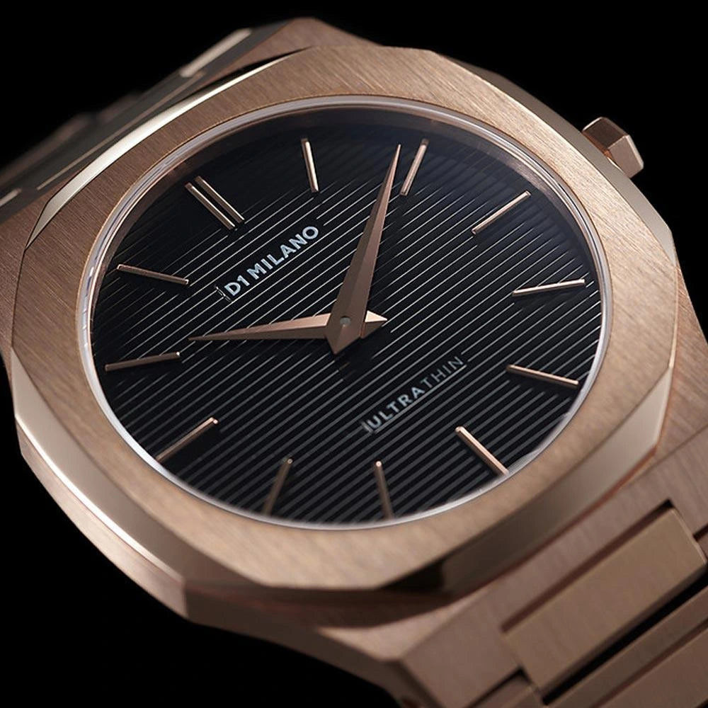 D1 Milano Ultra Thin Black Dial Rose Gold Watch – D1-UTBJ16