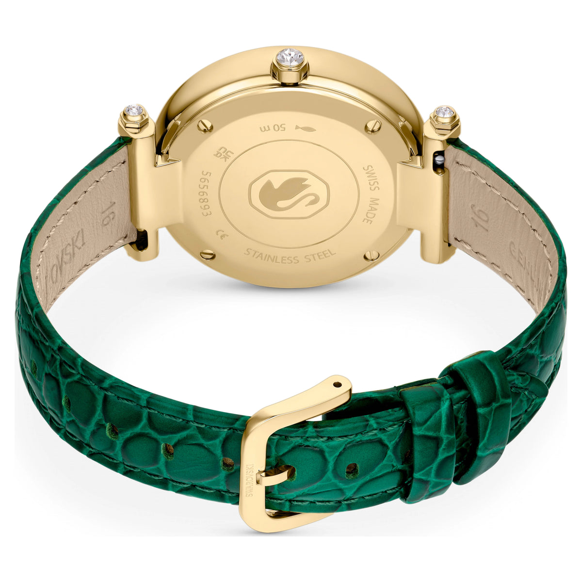 Swarovski Crystalline Wonder White Dial Green Leather Ladies Watch – 5656893