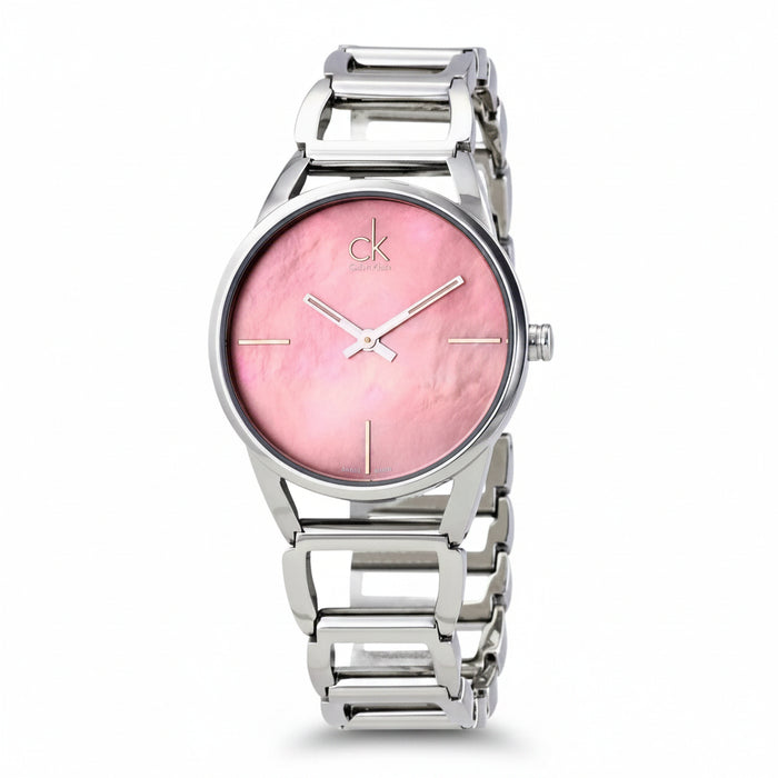 Calvin Klein Stately Pink Mother of Pearl Dial Ladies Watch – K3G2312E