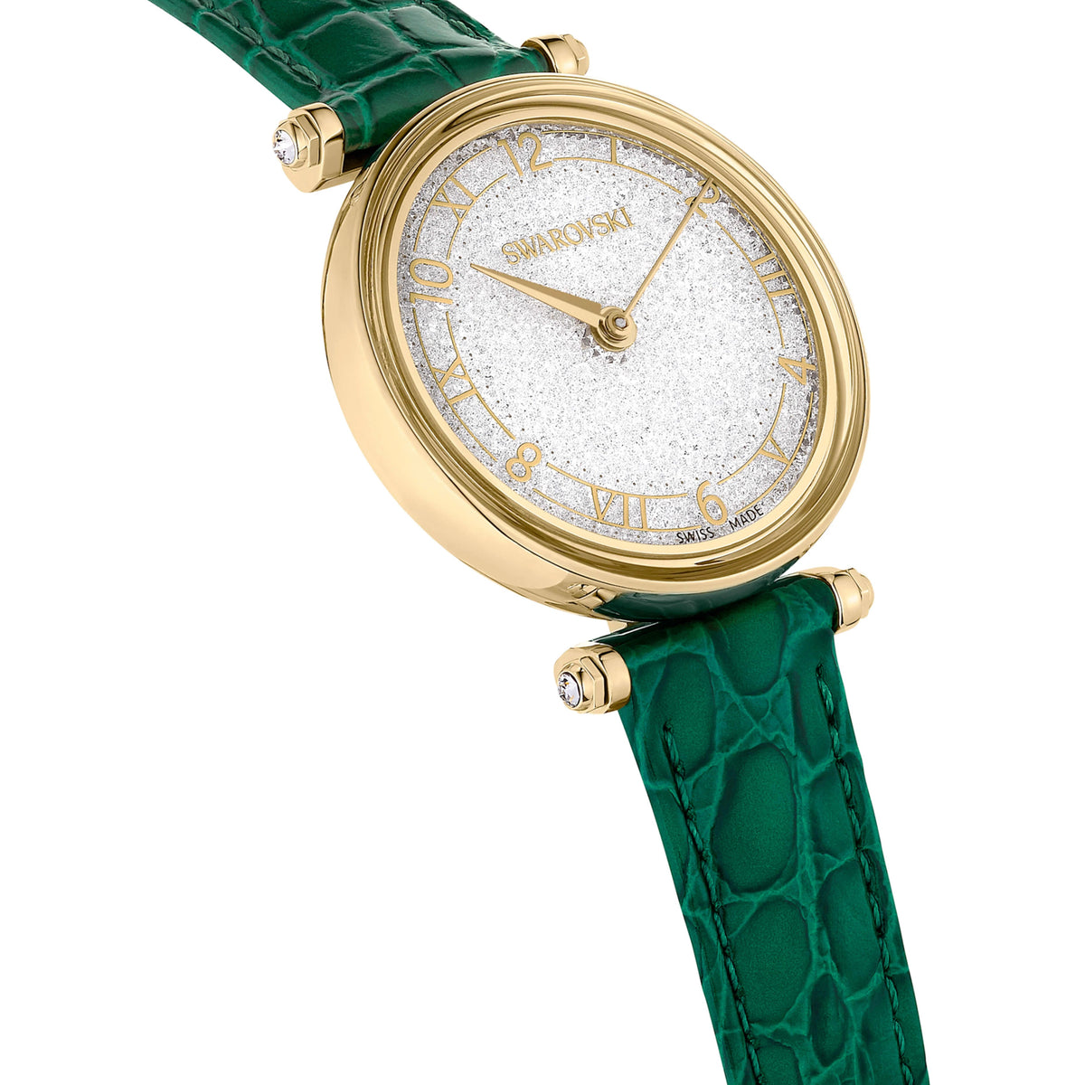 Swarovski Crystalline Wonder White Dial Green Leather Ladies Watch – 5656893