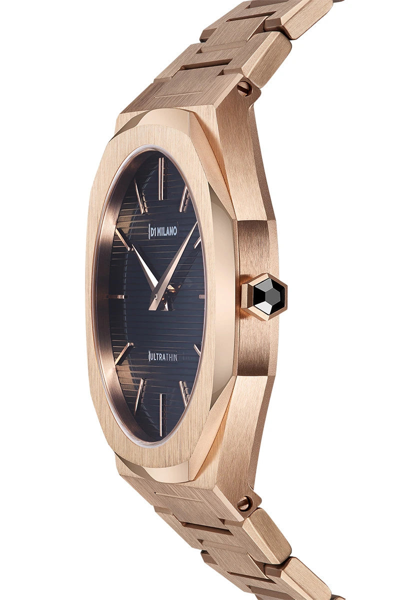 D1 Milano Ultra Thin Black Dial Rose Gold Watch – D1-UTBJ16