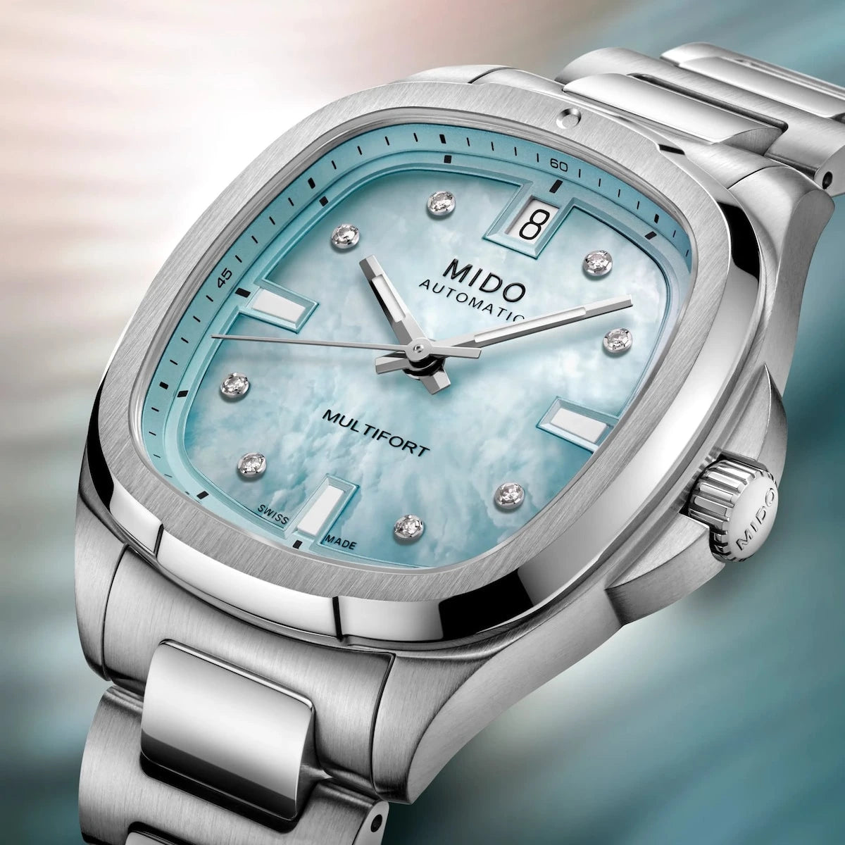 MIDO Multifort TV 35 Mother-of-Pearl Diamond Dial Stainless Steel Ladies Watch – M049.307.11.136.00