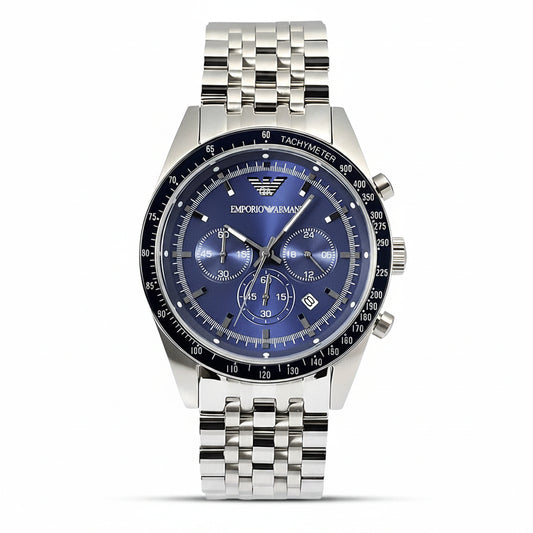 Emporio Armani Sportivo Chronograph Blue Dial Stainless Steel Men's Watch – AR6072