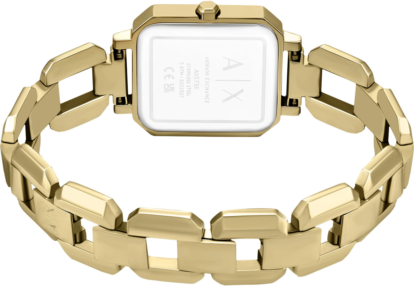 Armani Exchange Leila Red Sunray Dial Gold-Tone Stainless Steel Ladies Watch – AX5734