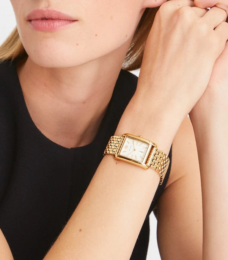 Tory Burch The Eleanor Mother of Pearl Dial Rose Gold Stainless Steel Ladies Watch – TBW1079