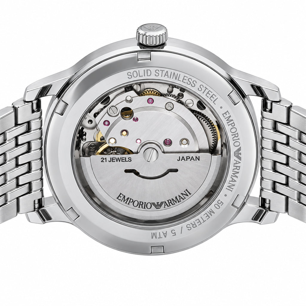 Emporio Armani Automatic Eggshell Sunray Dial Stainless Steel Men's Watch – AR60082