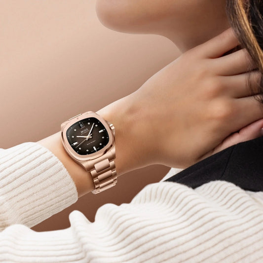 MIDO Multifort TV 35 Brown Gradient Dial Rose Gold PVD Stainless Steel Ladies Watch – M049.307.33.296.00