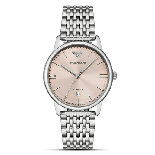 Emporio Armani Automatic Eggshell Sunray Dial Stainless Steel Men's Watch – AR60082