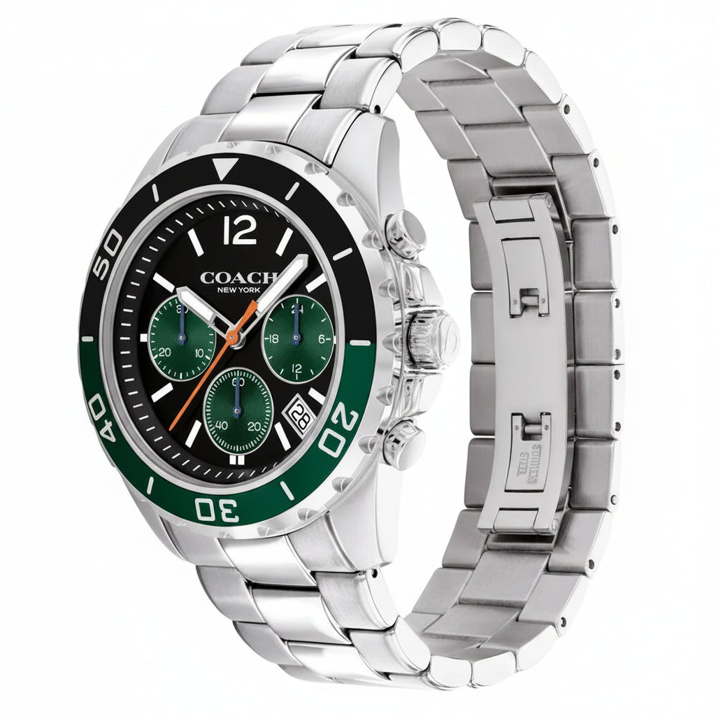 Coach Kent Black Green Dial Chronograph Watch – 14602557