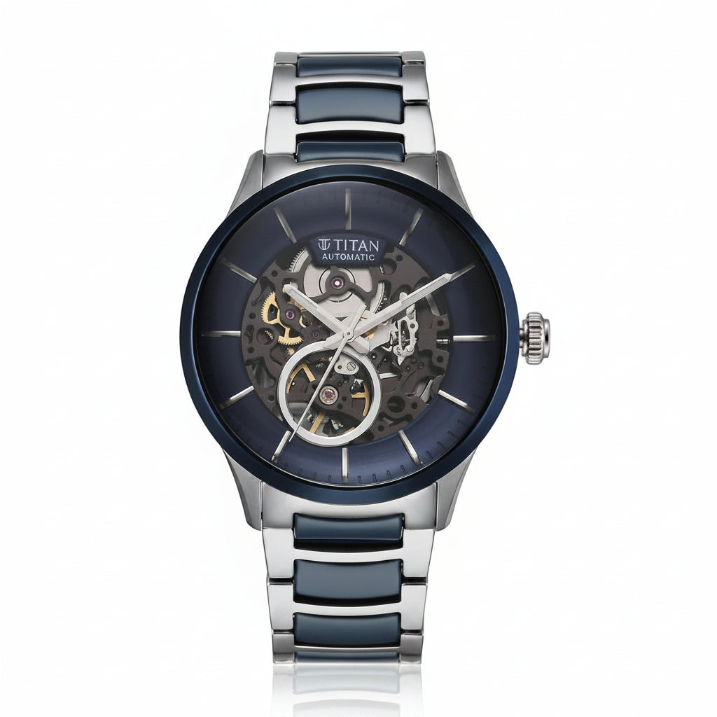 Titan Ceramic Fusion Automatic Blue Dial Men’s Watch – NU90174KD02