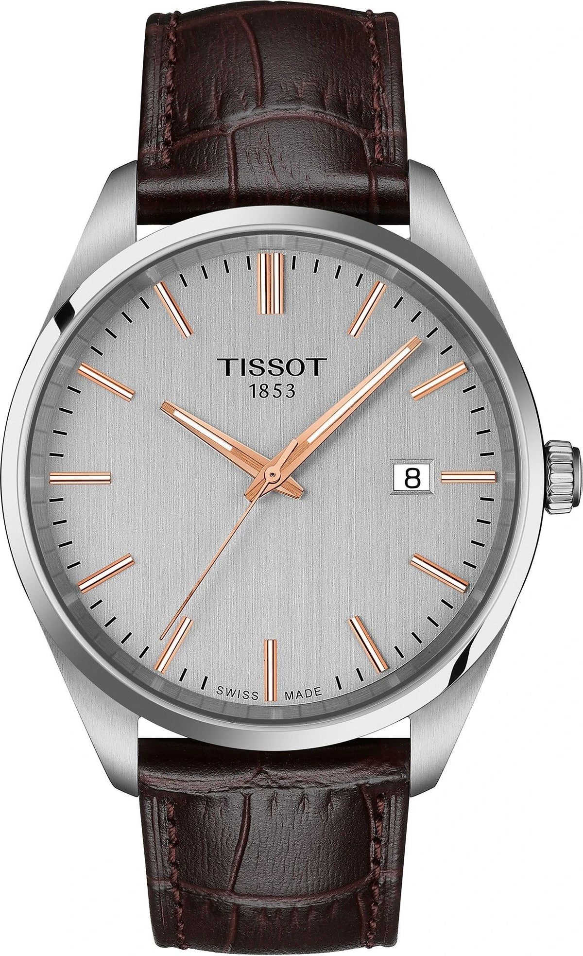 Tissot PR 100 Silver Dial Brown Leather Men's Watch – T150.410.16.031.00