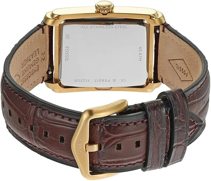 Fossil Carraway 30mm Silver Dial Brown Croco Leather Men's Watch – FS6011