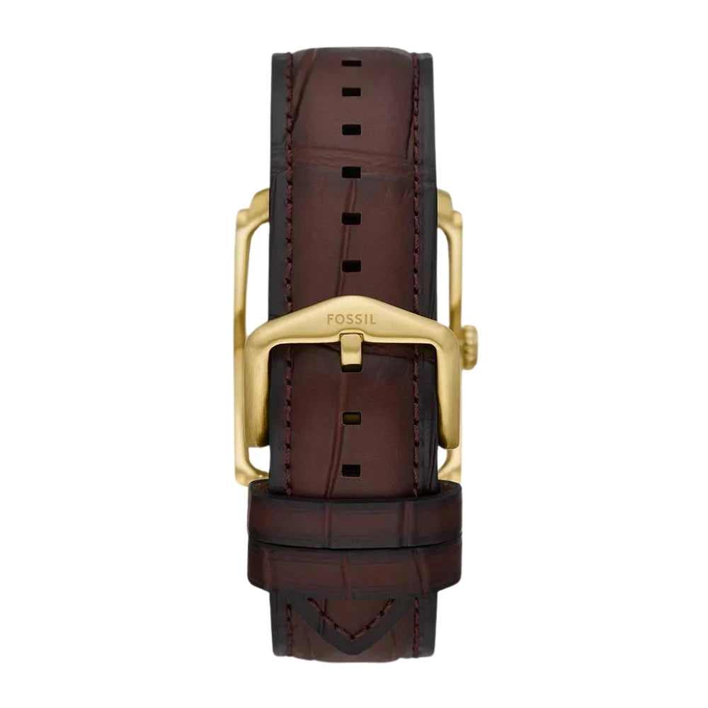 Fossil Carraway 30mm Silver Dial Brown Croco Leather Men's Watch – FS6011