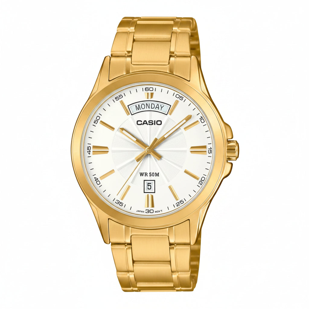 Casio MTP-1381GD-7AVDF Gold-Tone Day-Date Men's Watch