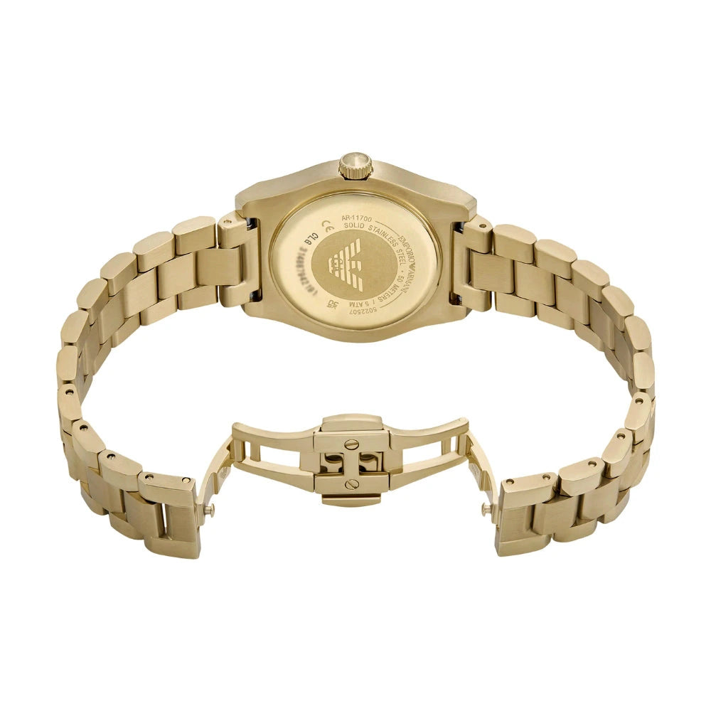 Emporio Armani Women's Brown Sunray Dial Gold-Tone Stainless Steel Watch – AR11700
