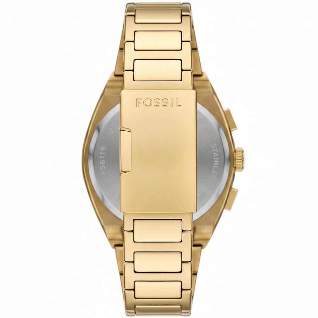 Fossil Everett Champagne Sunray Chronograph Gold-Tone Stainless Steel Men's Watch – FS6119