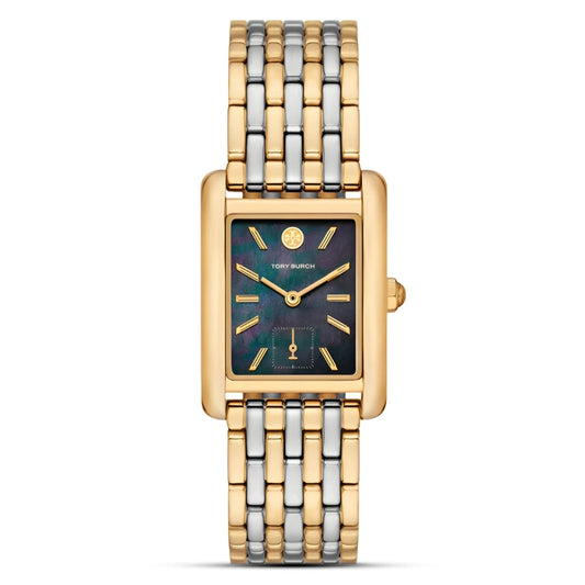 Tory Burch Eleanor Black Tinted Mother-of-Pearl Dial Two-Tone Stainless Steel Ladies Watch – TBW1084