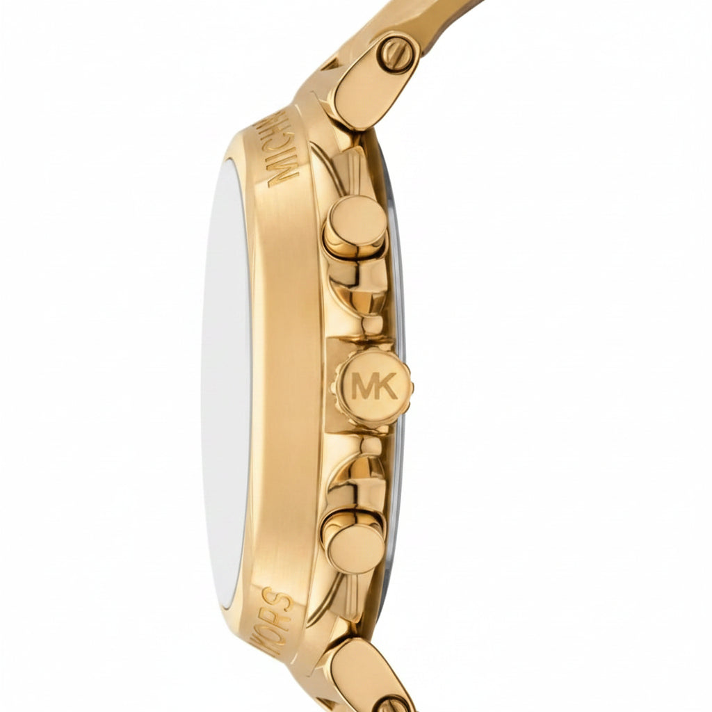 Michael Kors Oversized Maren Gold-Tone Chronograph Gold Leather Ladies Watch – MK7508