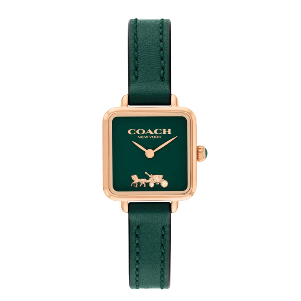 Coach Green Dial Leather Strap Ladies Watch – COH-0037