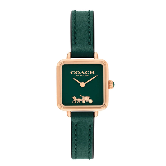 Coach Green Dial Leather Strap Ladies Watch – COH-0037
