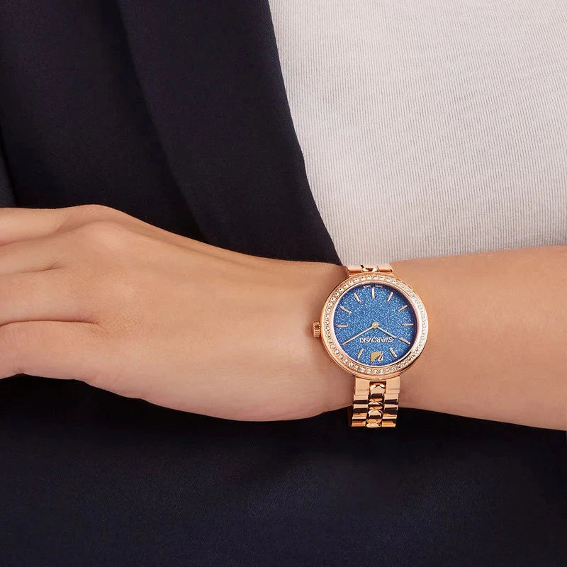 Swarovski Daytime Glittering Blue Dial Rose Gold Bracelet Ladies Watch – 5182277