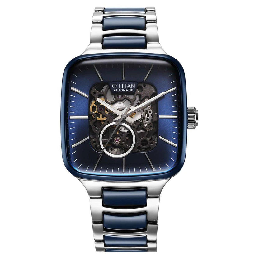 Titan Ceramic Fusion Skeleton Blue Dial Automatic Men's Watch – 90175KD02