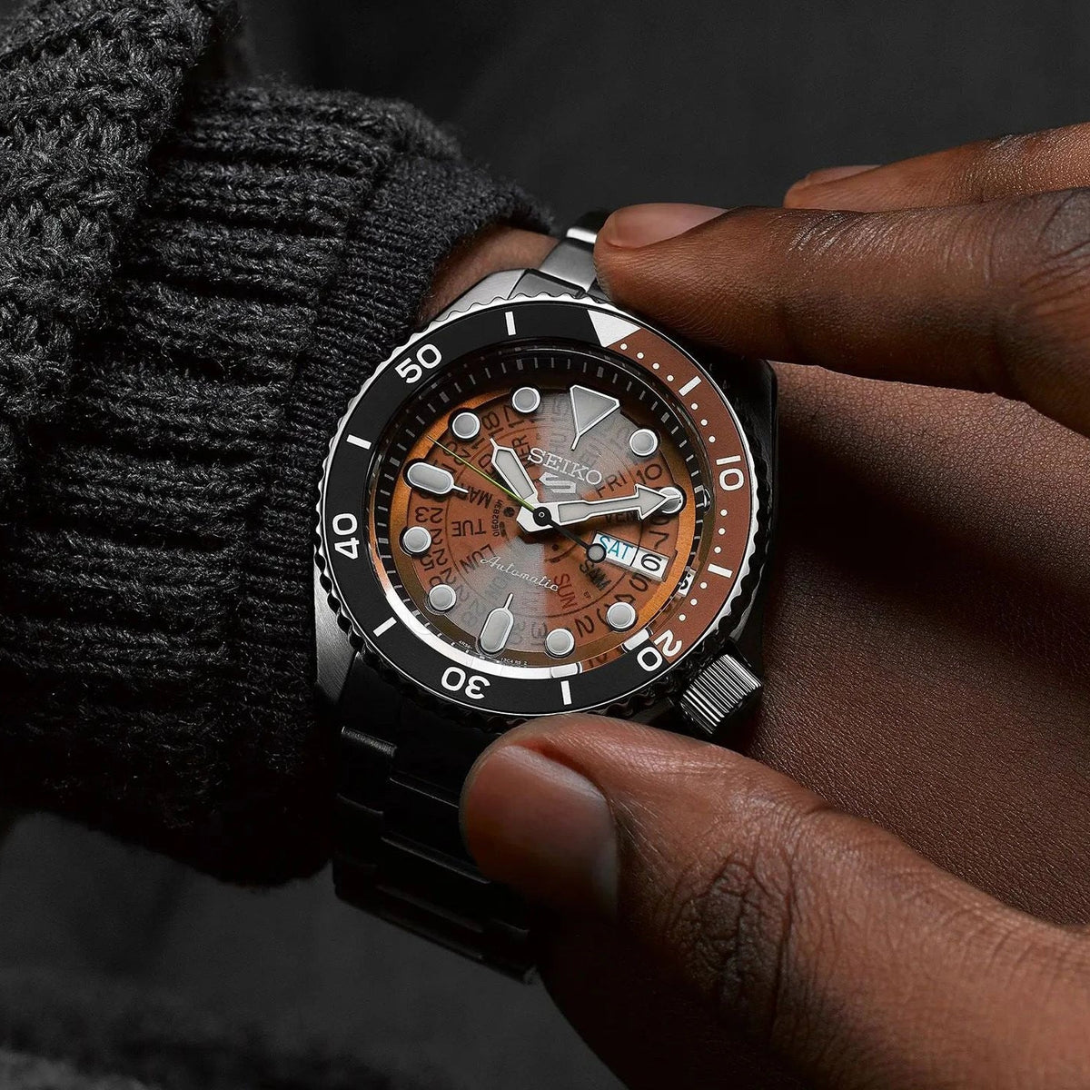 Seiko 5 Sports SKX Skeleton Style Orange Dial Men's Automatic Watch – SRPJ47K1