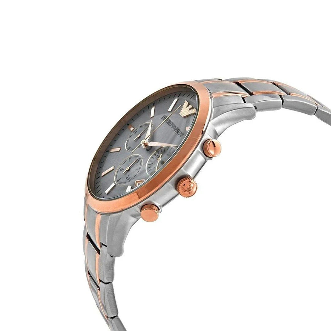 Emporio Armani Renato Chronograph Grey Dial Two-Tone Stainless Steel Men's Watch – AR11077
