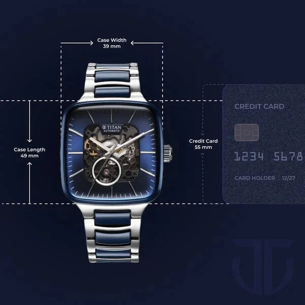 Titan Ceramic Fusion Skeleton Blue Dial Automatic Men's Watch – 90175KD02
