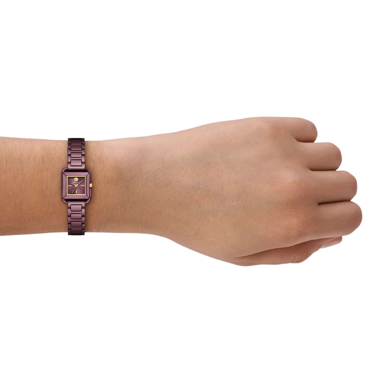 Tory Burch Kira Square Purple Dial Gold-Tone Stainless Steel Ladies Watch – TBW6024
