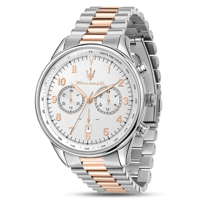 Maserati Tradizione Chronograph White Dial Two-Tone Men's Watch – R8873646002