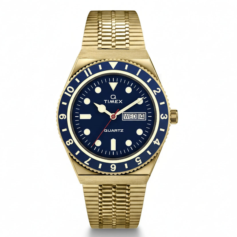 Timex Q Timex 38mm Blue Dial Gold-Tone Men's Watch – TWEG26302