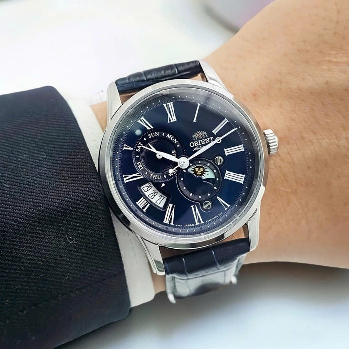 Orient Classic Sun & Moon Blue Dial Automatic Men's Watch – RA-AK0011D30B