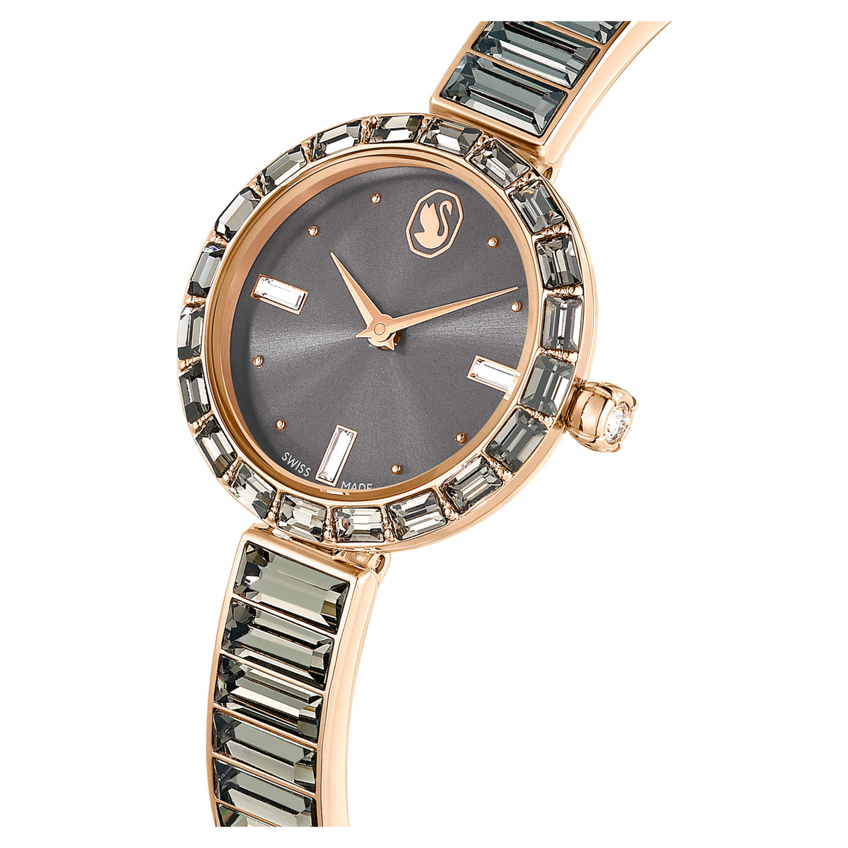 Swarovski Matrix Bangle Grey Dial Rose Gold-Tone Watch – 5679887