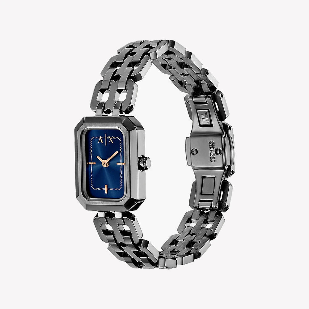 Armani Exchange Blue Dial Gunmetal Ladies Watch – AX5812