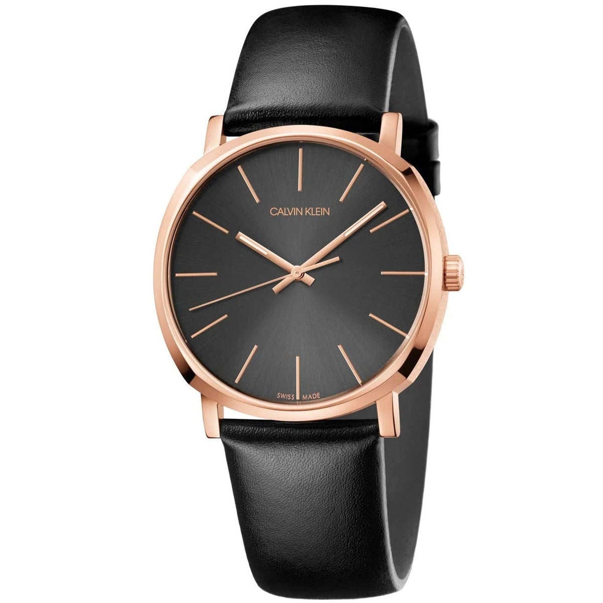 Calvin Klein Posh Grey Dial Black Leather Men's Watch – K8Q316C3
