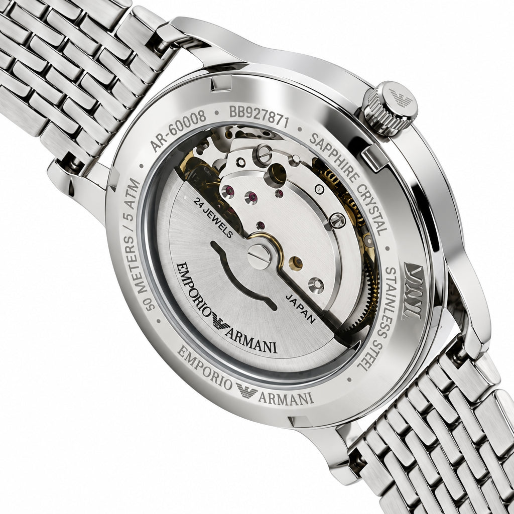 Emporio Armani Automatic Eggshell Sunray Dial Stainless Steel Men's Watch – AR60082
