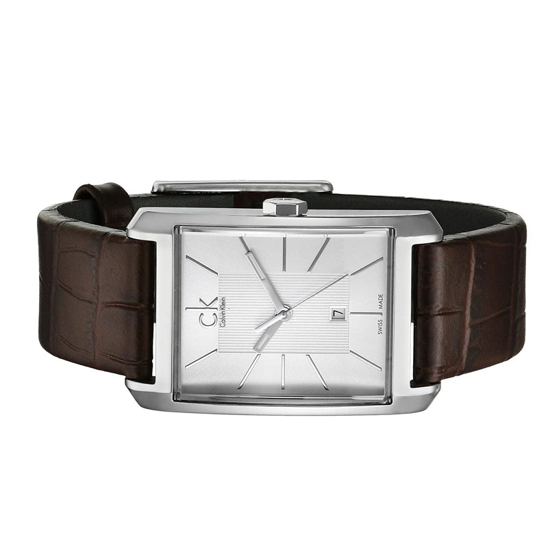 Calvin Klein Window Silver Dial Brown Leather Ladies Watch – K2M23126