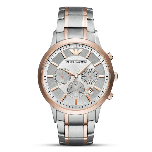 Emporio Armani Renato Chronograph Grey Dial Two-Tone Stainless Steel Men's Watch – AR11077