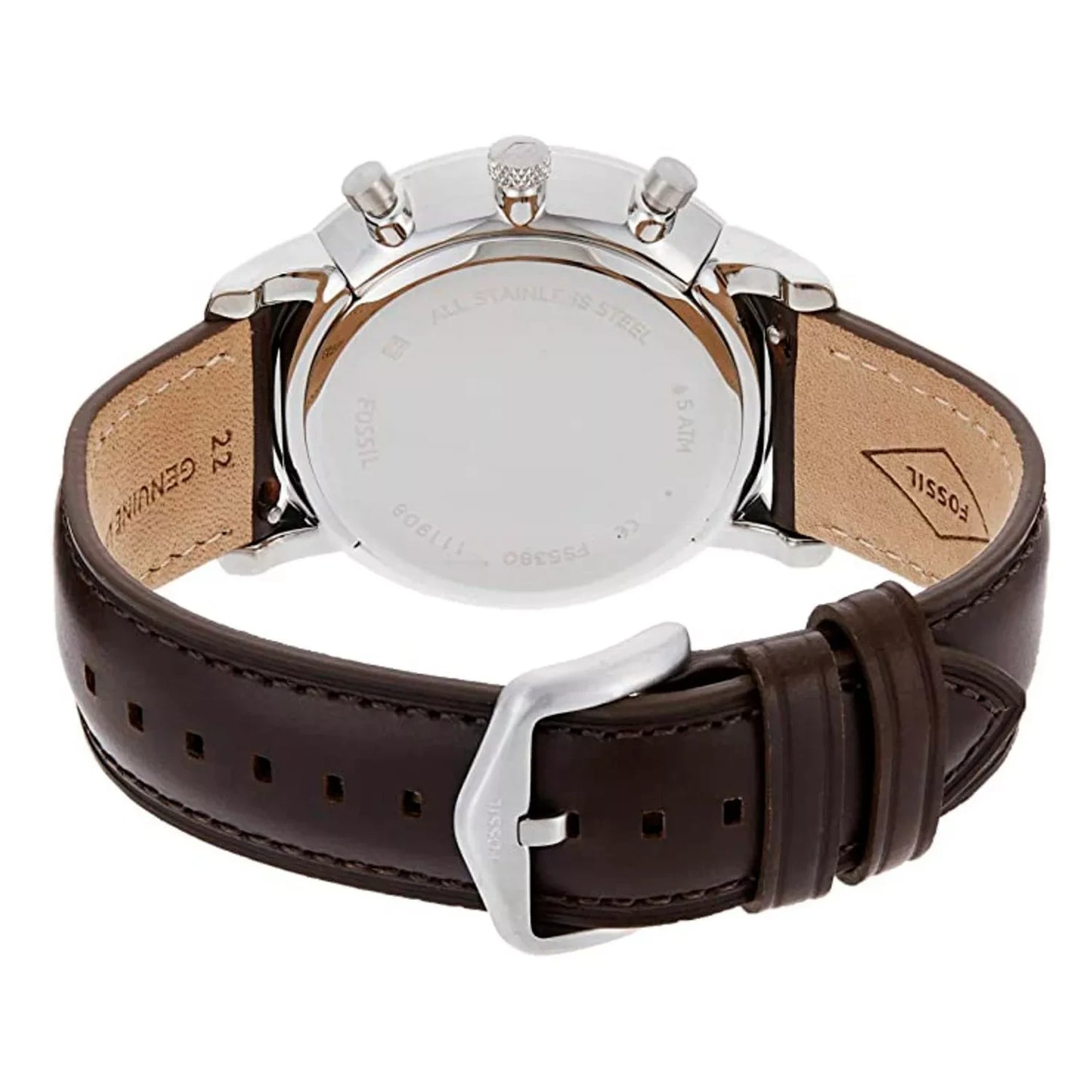 Fossil Neutra Chronograph Cream Dial Brown Leather Strap Men's Watch – FS5380