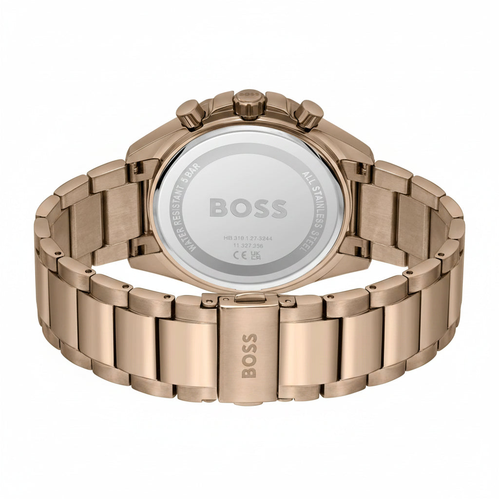 Hugo Boss Men's Olive Green Chronograph Dial Gold-Tone Stainless Steel Watch – 1514019