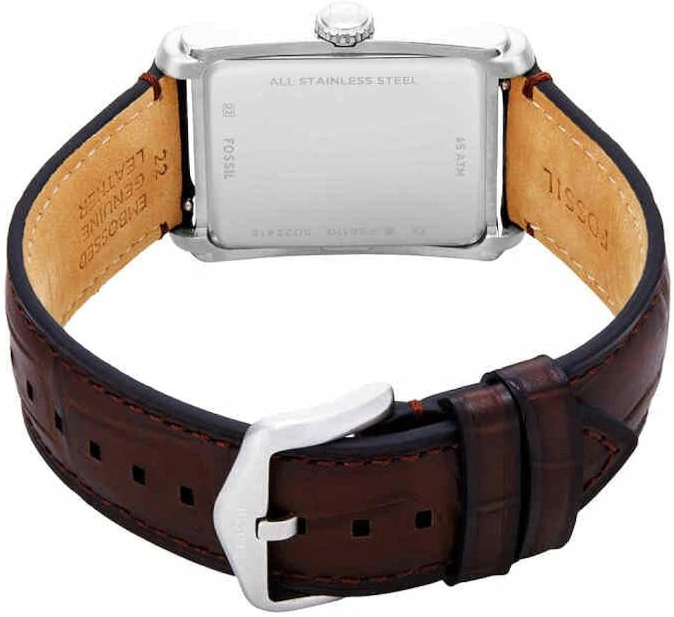 Fossil Carraway Blue Sunray Dial Brown Croco Leather Strap Men's Watch – FS6110