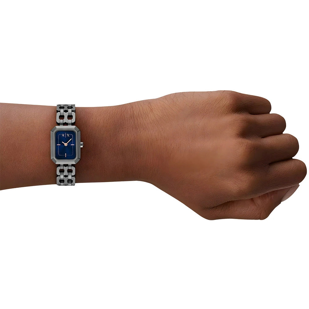 Armani Exchange Blue Dial Gunmetal Ladies Watch – AX5812