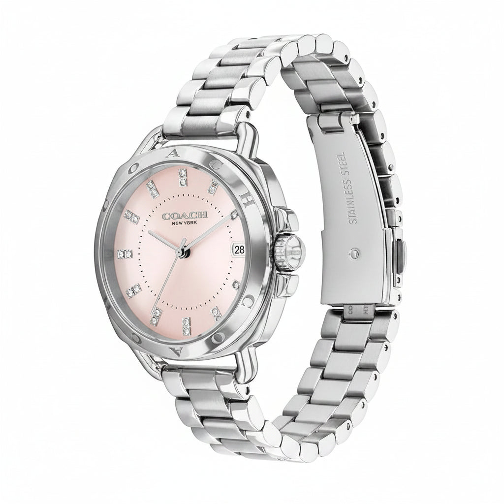 Coach Greyson Pink Dial Stainless Steel Strap Ladies Watch – 14504152