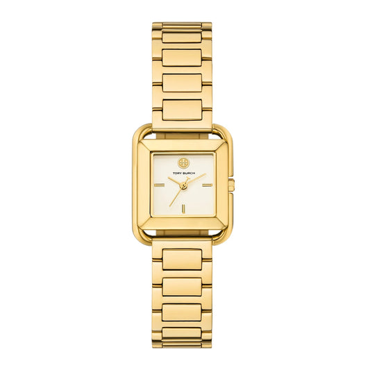 Tory Burch Kira Square Ivory Dial Gold-Tone Stainless Steel Ladies Watch – TBW6020