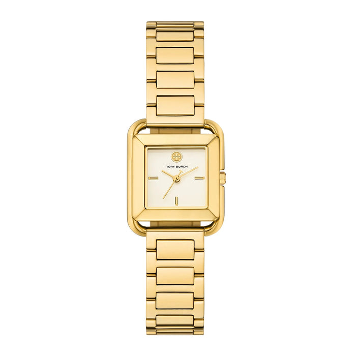 Tory Burch Kira Square Ivory Dial Gold-Tone Stainless Steel Ladies Watch – TBW6020