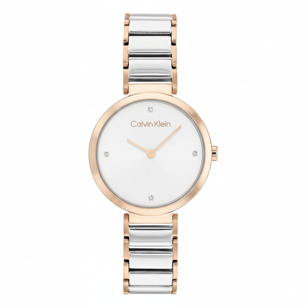 Calvin Klein Minimalistic T-Bar Two-Tone Ladies Watch – 25200139